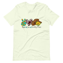 Load image into Gallery viewer, Peace Love and Country Music t-shirt