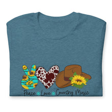 Load image into Gallery viewer, Peace Love and Country Music t-shirt