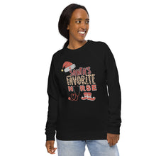 Load image into Gallery viewer, Santa’s favorite Nurse organic raglan sweatshirt