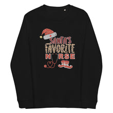Load image into Gallery viewer, Santa’s favorite Nurse organic raglan sweatshirt