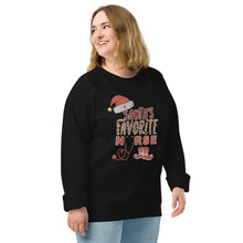 Load image into Gallery viewer, Santa’s favorite Nurse organic raglan sweatshirt