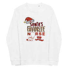 Load image into Gallery viewer, Santa’s favorite Nurse organic raglan sweatshirt