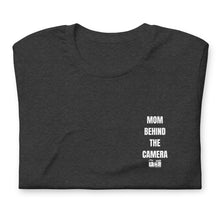 Load image into Gallery viewer, Mom behind the Camera t-shirt ( Side right decal Momager)