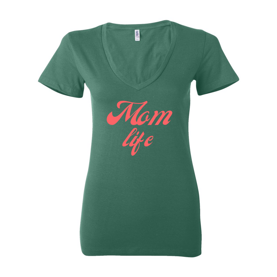 Mom Life Deep V-Neck Jersey Tee