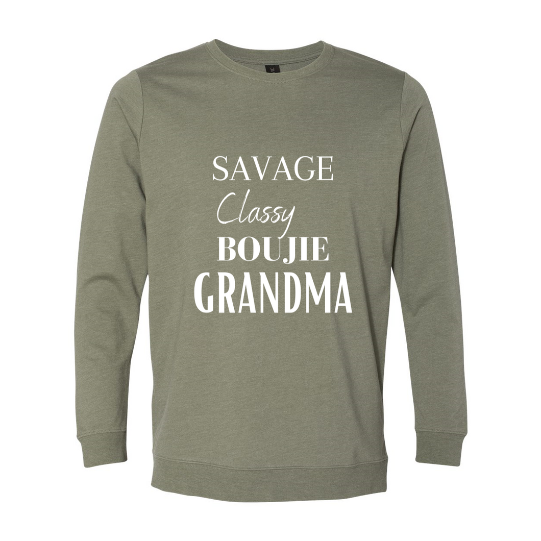 Savage Grandma French Terry Crewneck Pullover