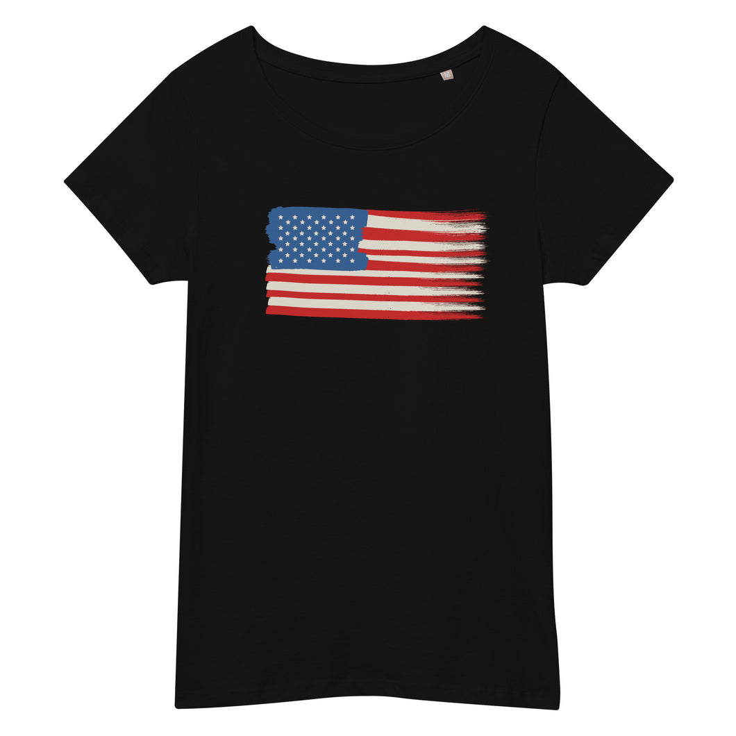 American Flag Women’s basic organic t-shirt