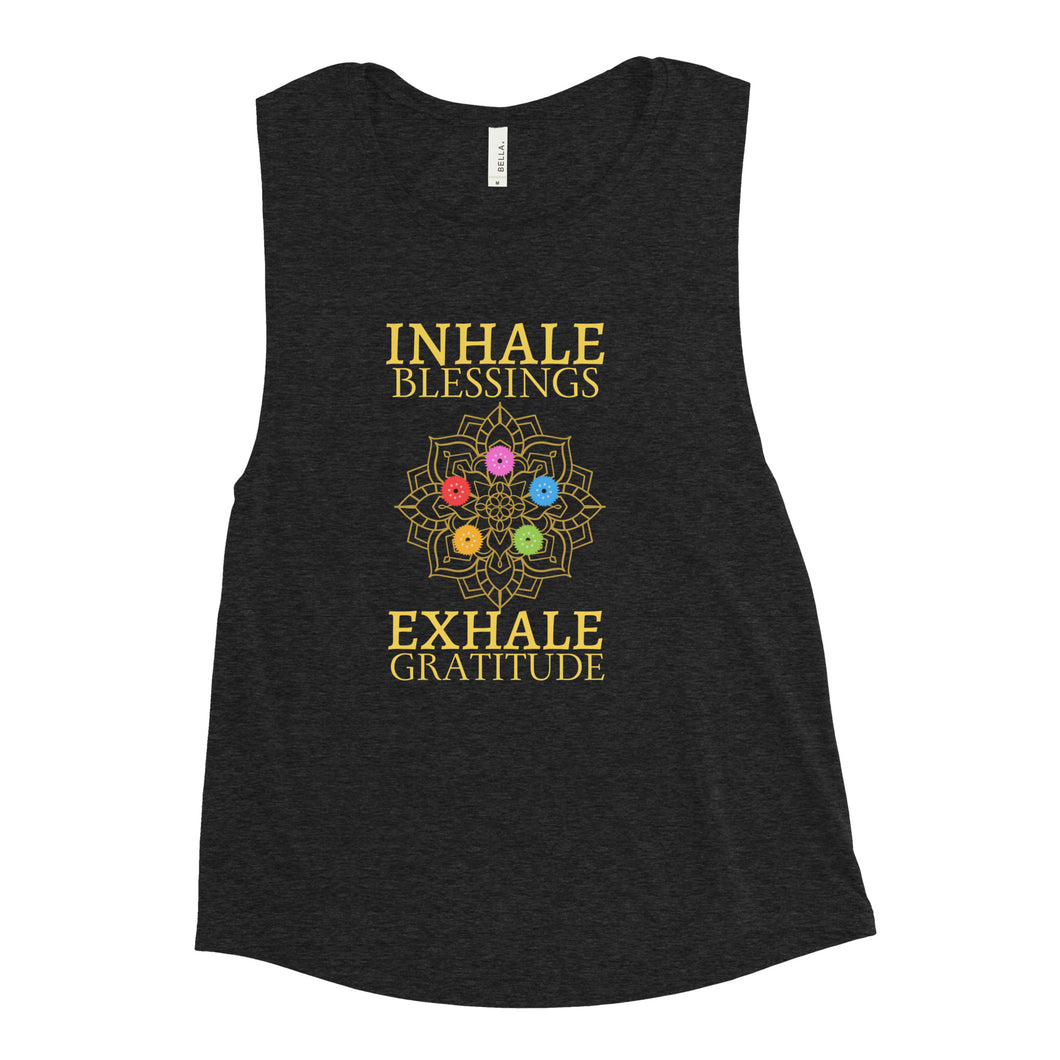 INHALE BLESSINGS EXHALE GRATITUDE TANK